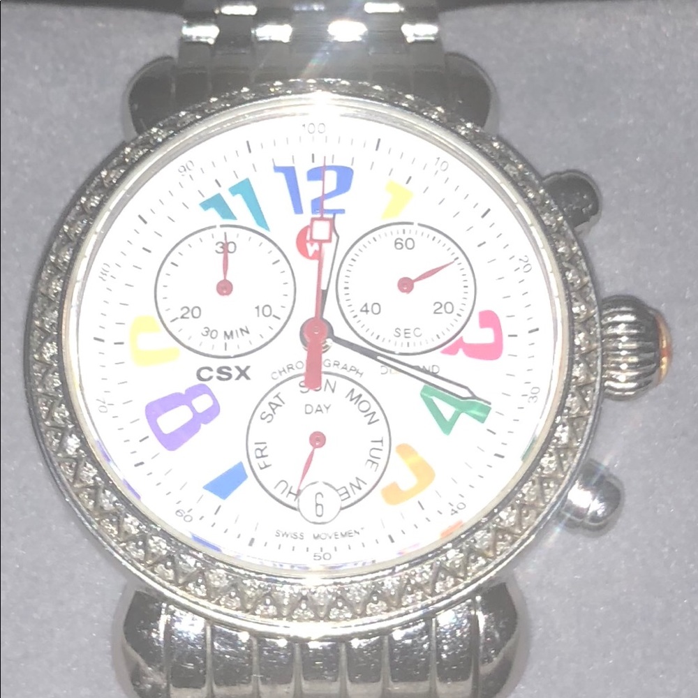 Michele CSX Carousel Multi-Color Diamond Watch - Picture 2 of 3
